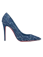 Kate Toile Denim Brode 100MM Pumps