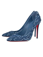 Kate Toile Denim Brode 100MM Pumps