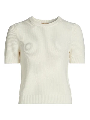 Short-Sleeve Shaker Sweater
