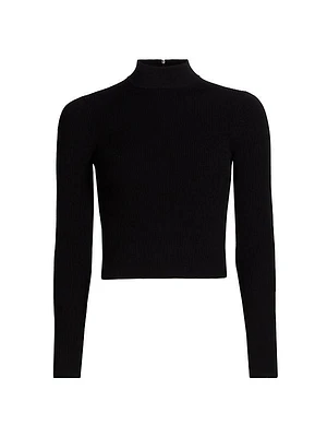 Cropped Rib-Knit Sweater