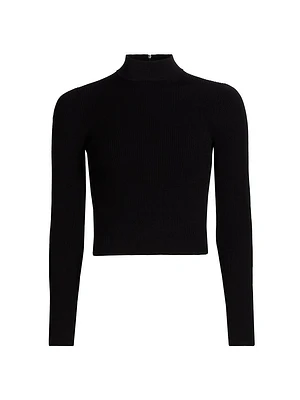 Cropped Rib-Knit Sweater