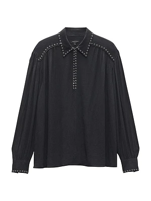 Emmy Eyelet Long-Sleeve Blouse