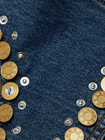 Embellished Cut-Out Denim Sleeveless Minidress