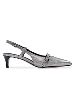 Marietta Metallic Leather Kitten Heel Pumps