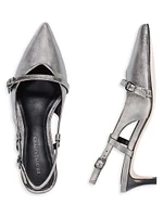 Marietta Metallic Leather Kitten Heel Pumps