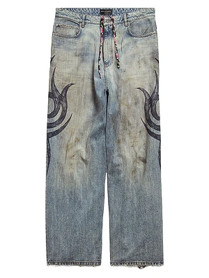 Y2k Stretched Knee Baggy Pants