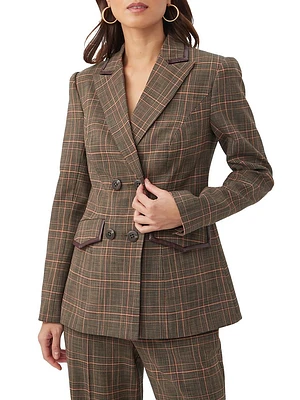 Cassy Plaid Double-Breasted Jacket