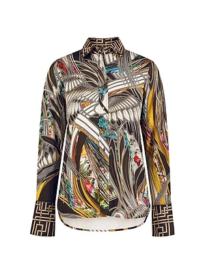 Gilded Crane Cotton Long-Sleeve Shirt