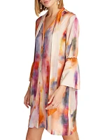 Brenna Abstract Long-Sleeve Mini-Shirtdress