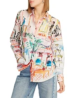 Carrie Graphic-Print Silk-Blend Long-Sleeve Shirt