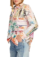 Carrie Graphic-Print Silk-Blend Long-Sleeve Shirt