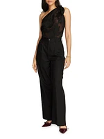 Cassandra Jacquard High-Rise Wide-Leg Pants