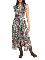 Sadie Floral Crêpe De Chine Sleeveless Midi-Dress