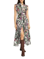 Sadie Floral Crêpe De Chine Sleeveless Midi-Dress