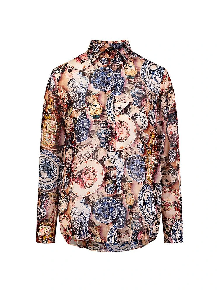 Carrie Printed Silk-Blend Long-Sleeve Shirt