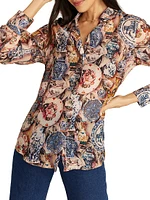 Carrie Printed Silk-Blend Long-Sleeve Shirt