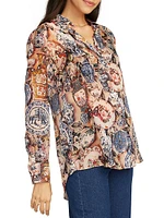 Carrie Printed Silk-Blend Long-Sleeve Shirt