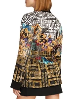 Yvonne Geometric-Print Belted Jacket