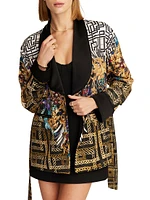 Yvonne Geometric-Print Belted Jacket