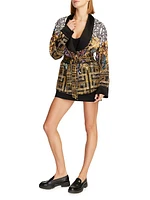 Yvonne Geometric-Print Belted Jacket