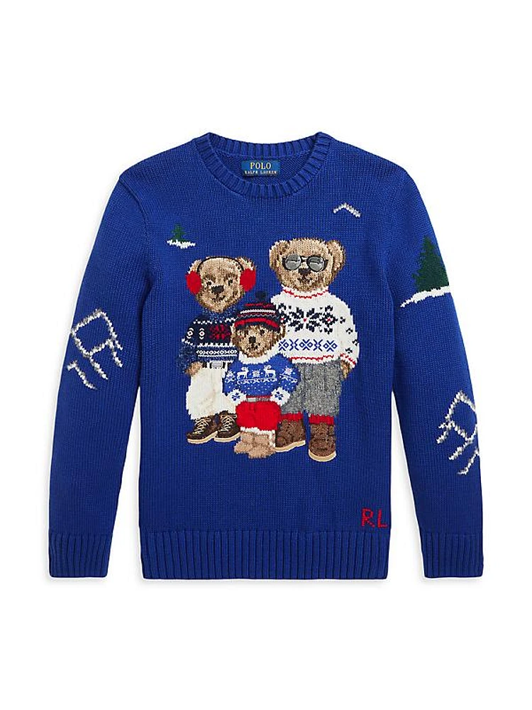 Liitle Boy's & Boy's Polo Bear Family Sweater