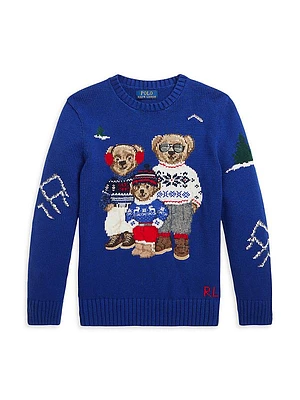 Liitle Boy's & Boy's Polo Bear Family Sweater