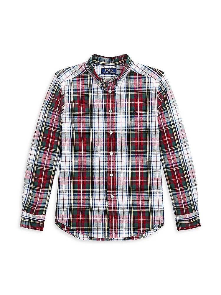 Little Boy's & Oxford Cotton Plaid Shirt