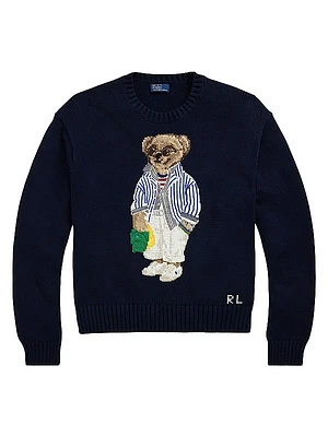 Polo Bear Cotton Crewneck Sweater