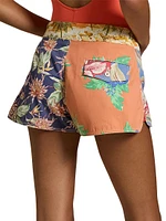 Tropical Floral Cotton Twill Swim Shorts