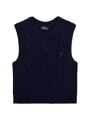 Cable-Knit Cotton Crop Vest
