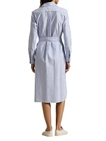 Striped Cotton Tie-Waist Shirtdress
