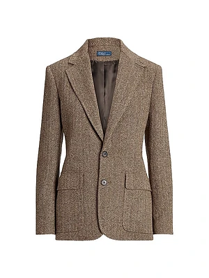 Herringbone Linen-Blend Blazer