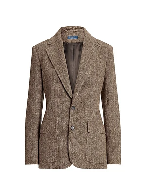 Herringbone Linen-Blend Blazer