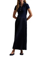 Pleated Polo Maxi Dress