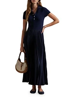 Pleated Polo Maxi Dress