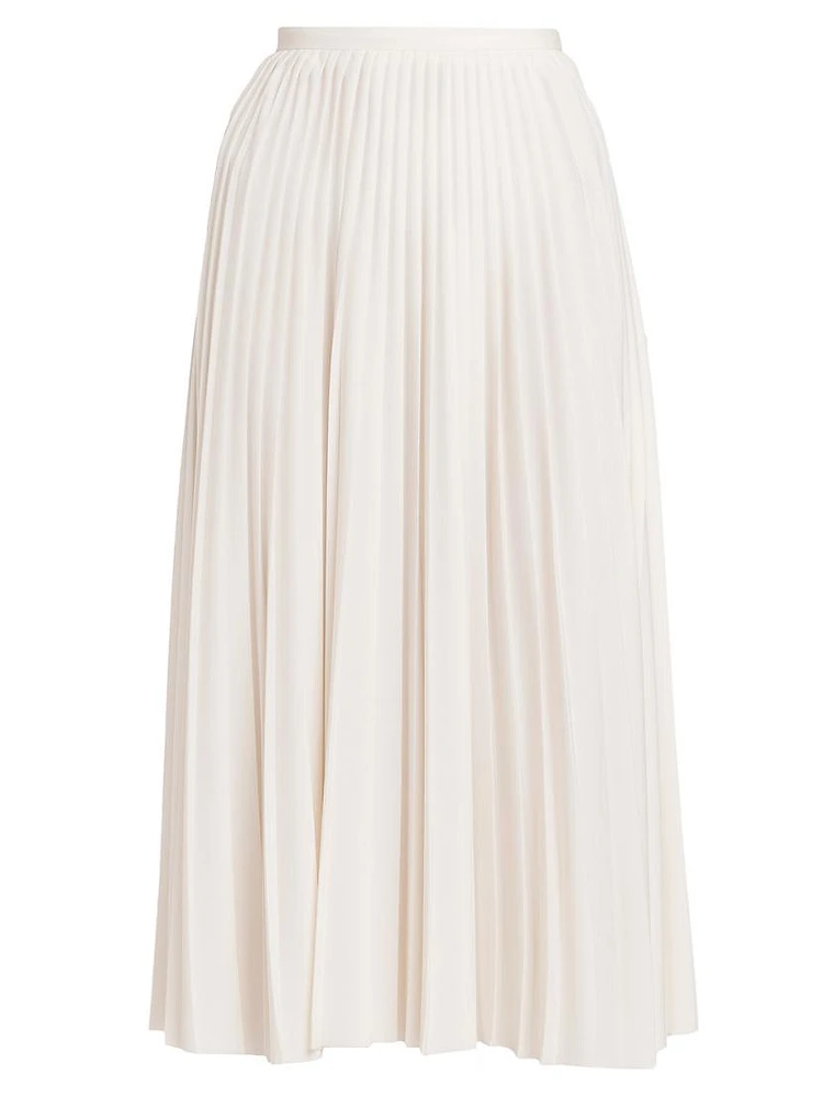 Pleated Crepe Midi-Skirt