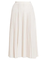 Pleated Crepe Midi-Skirt