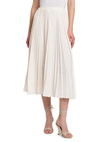 Pleated Crepe Midi-Skirt