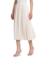 Pleated Crepe Midi-Skirt