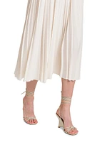 Pleated Crepe Midi-Skirt