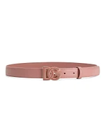 Tonal Leather Logo-Buckle Belt