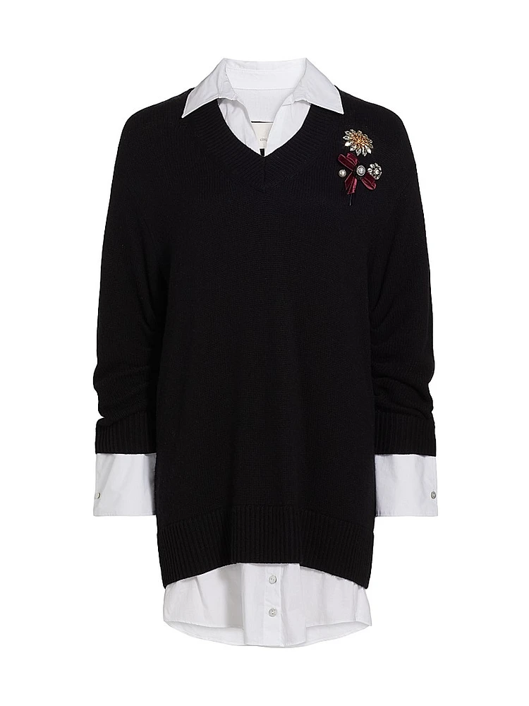 Santina Brooch Sweater Minidress