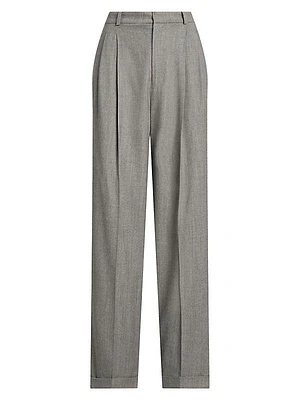 Flannel Wool Straight-Leg Pants