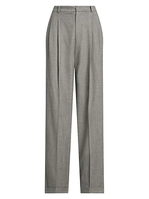Flannel Wool Straight-Leg Pants
