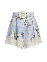 Everley Lace-Trim Tuck Shorts