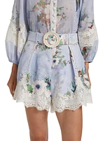 Everley Lace-Trim Tuck Shorts