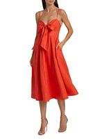Crush Linen Tie-Front Midi-Dress