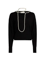 Crush Wool Faux Pearl Necklace Sweater