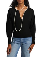 Crush Wool Faux Pearl Necklace Sweater