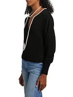 Crush Wool Faux Pearl Necklace Sweater
